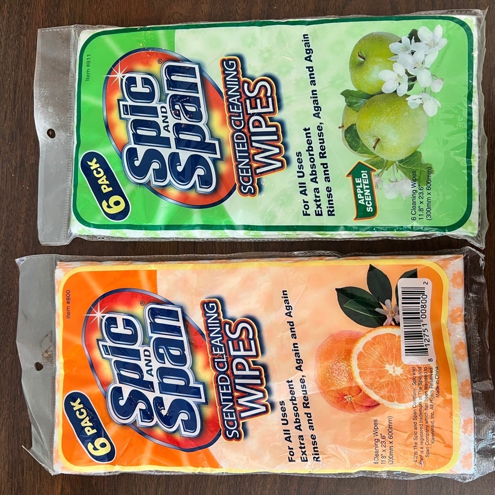 Spic and Span Scented Cleaning Wipes 12pk Apple Orange Reusable 811 800